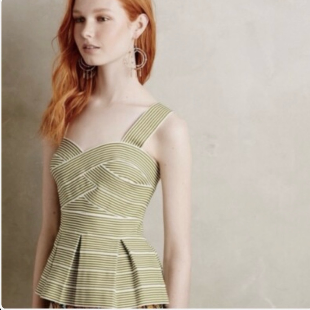 Anthropologie HD in Paris striped peplum top- size small